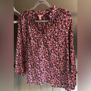 Lilly Pulitzer silk heart patterned blouse, size small